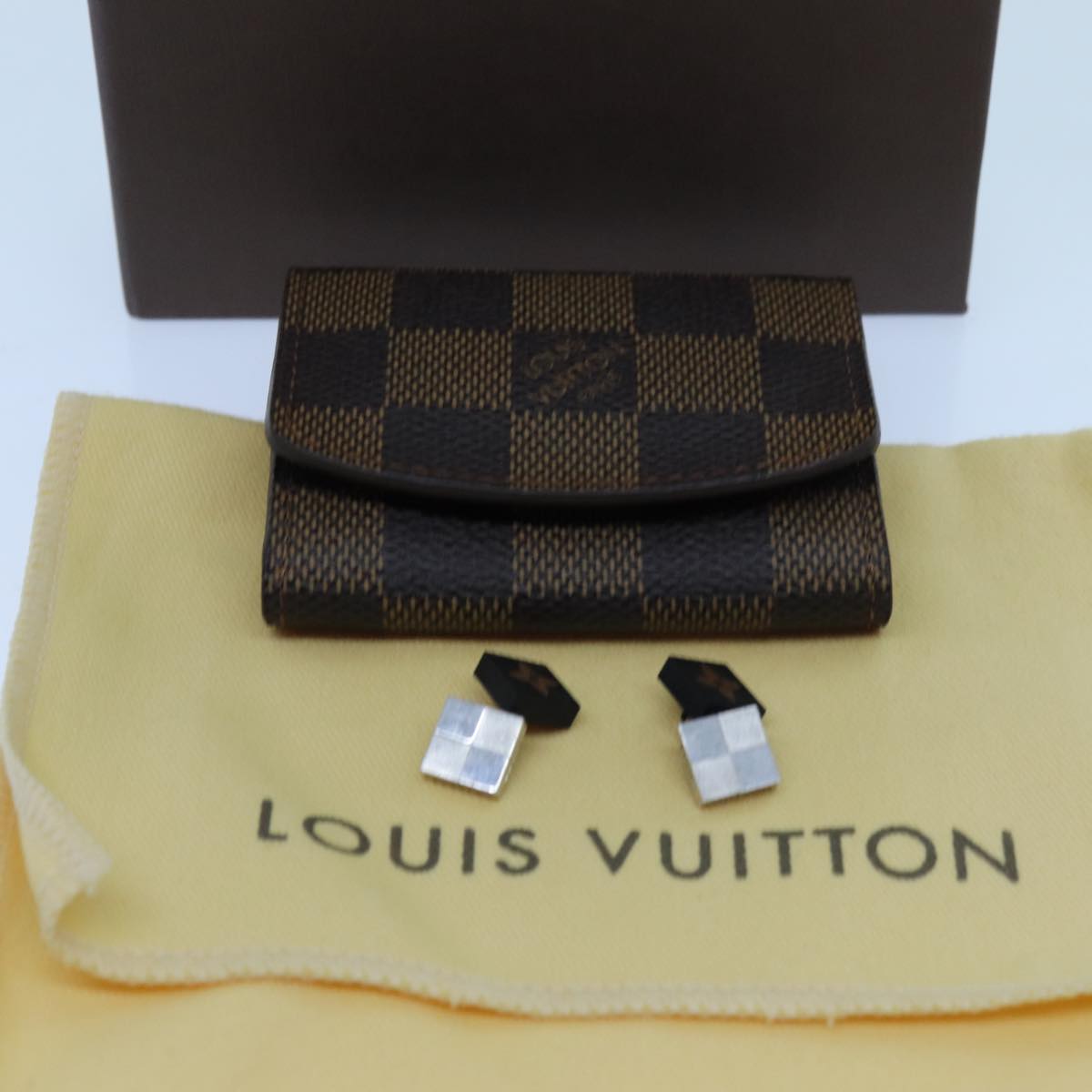 LOUIS VUITTON Damier Ebene Cuff Case Cuffs M30964 LV Auth 70816