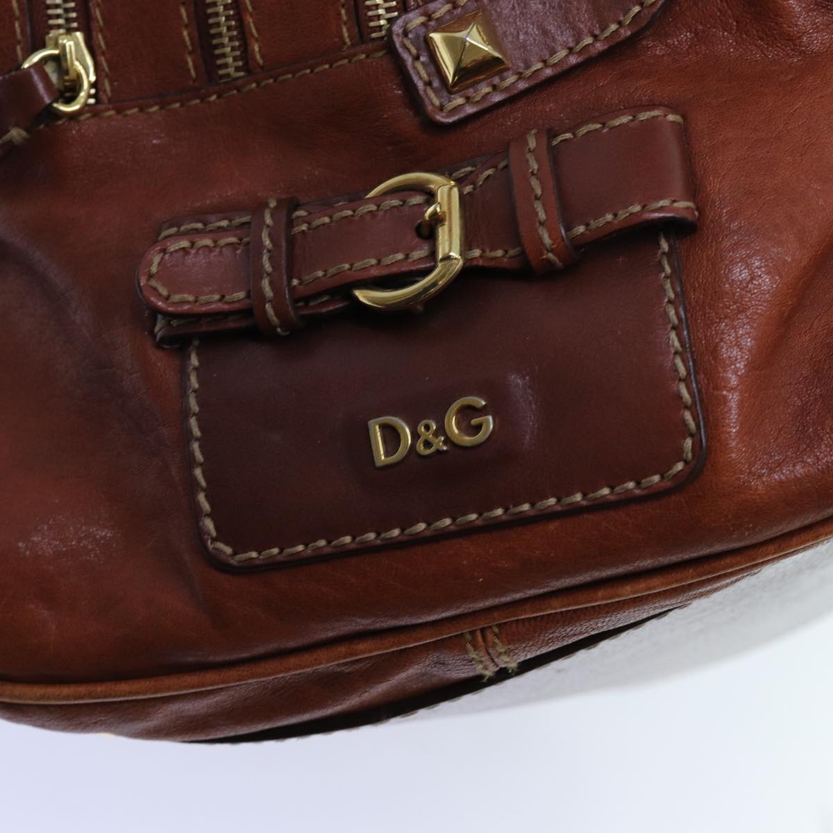 DOLCE&GABBANA Hand Bag Leather Brown Auth 70819