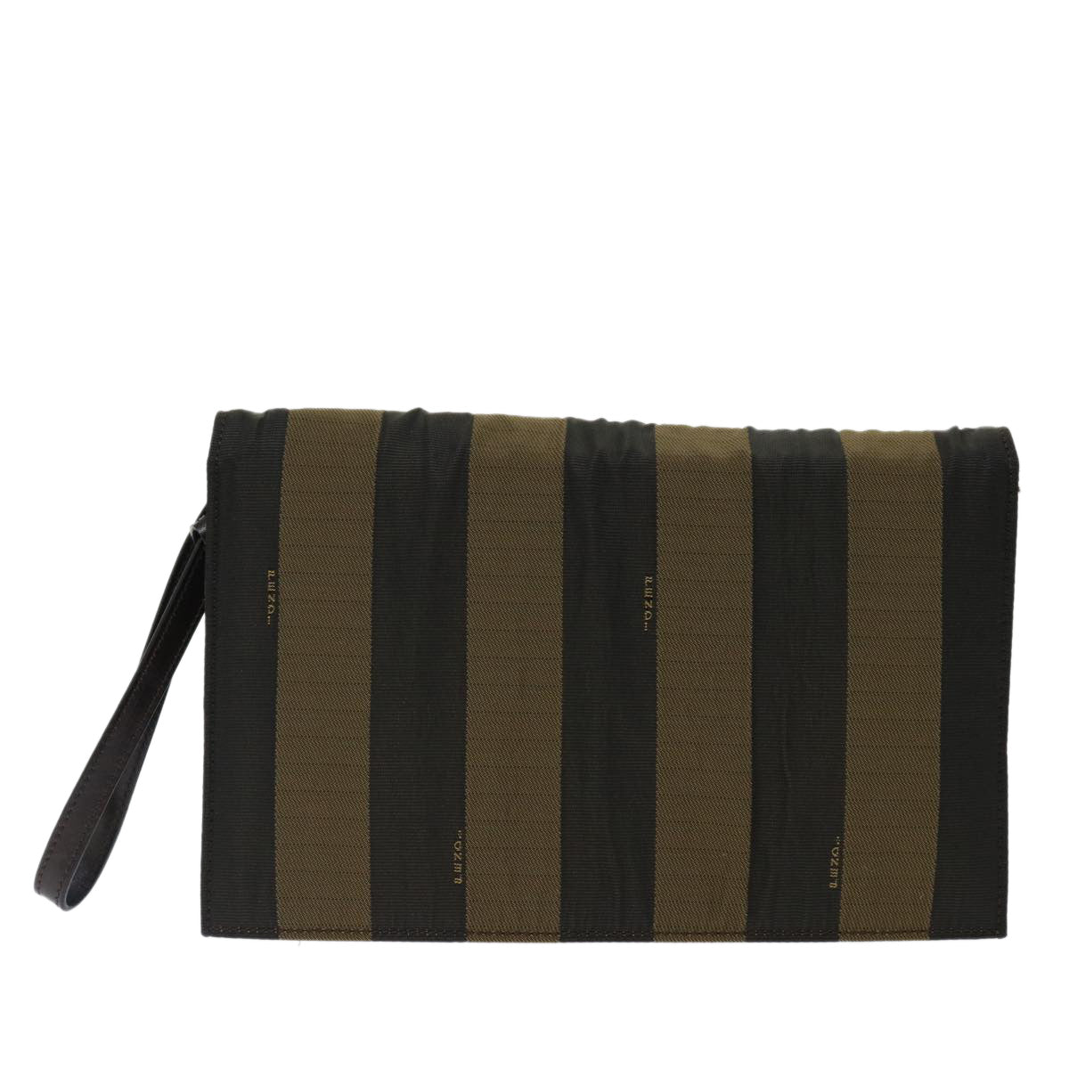 FENDI Pecan Canvas Clutch Bag Black Auth 70820