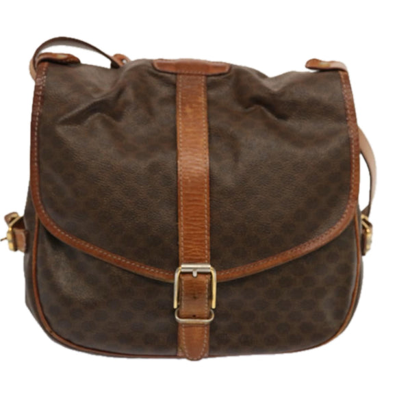 CELINE Macadam Canvas Shoulder Bag PVC Brown Auth 70829