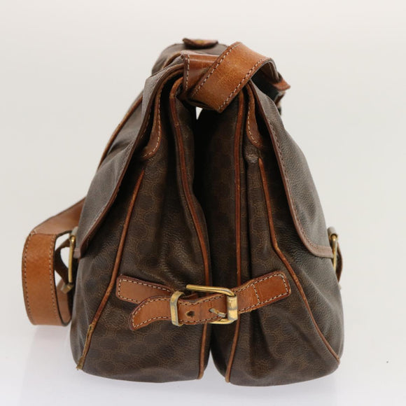 CELINE Macadam Canvas Umhängetasche PVC Braun Auth 70829