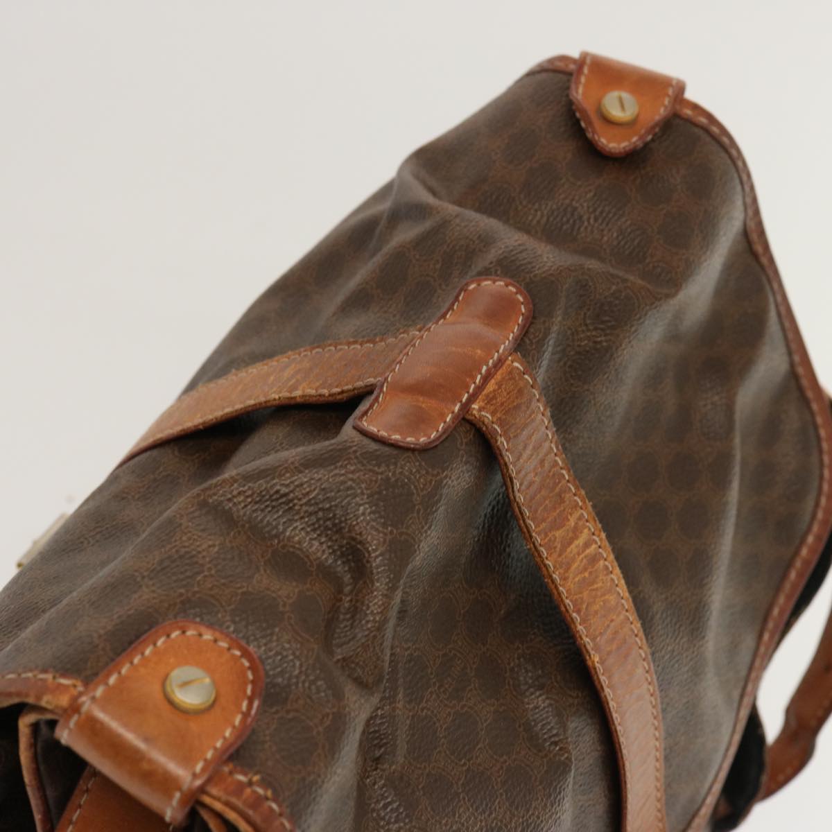 CELINE Macadam Canvas Shoulder Bag PVC Brown Auth 70829