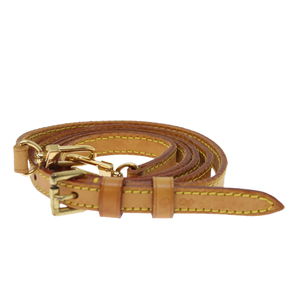 LOUIS VUITTON Adjustable Shoulder Strap Leather 40.2""-47.2"" Beige Auth 70844