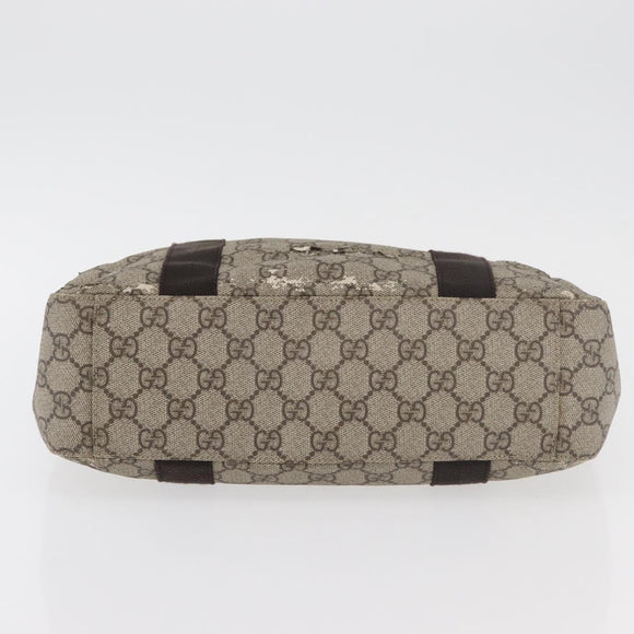 GUCCI GG Supreme Hand Bag PVC Beige 141976 Auth 70862