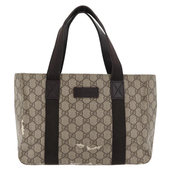 GUCCI GG Supreme Hand Bag PVC Beige 141976 Auth 70862