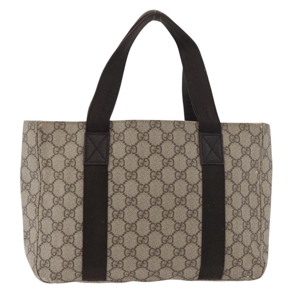 GUCCI GG Supreme Hand Bag PVC Beige 141976 Auth 70862