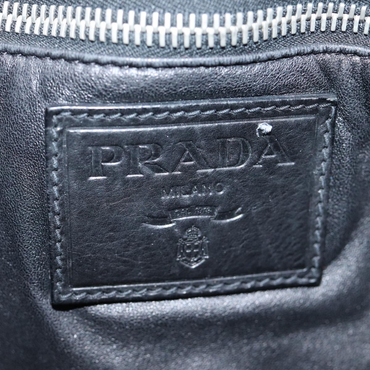 PRADA Hand Bag Leather 2way Black Brown Auth 70864