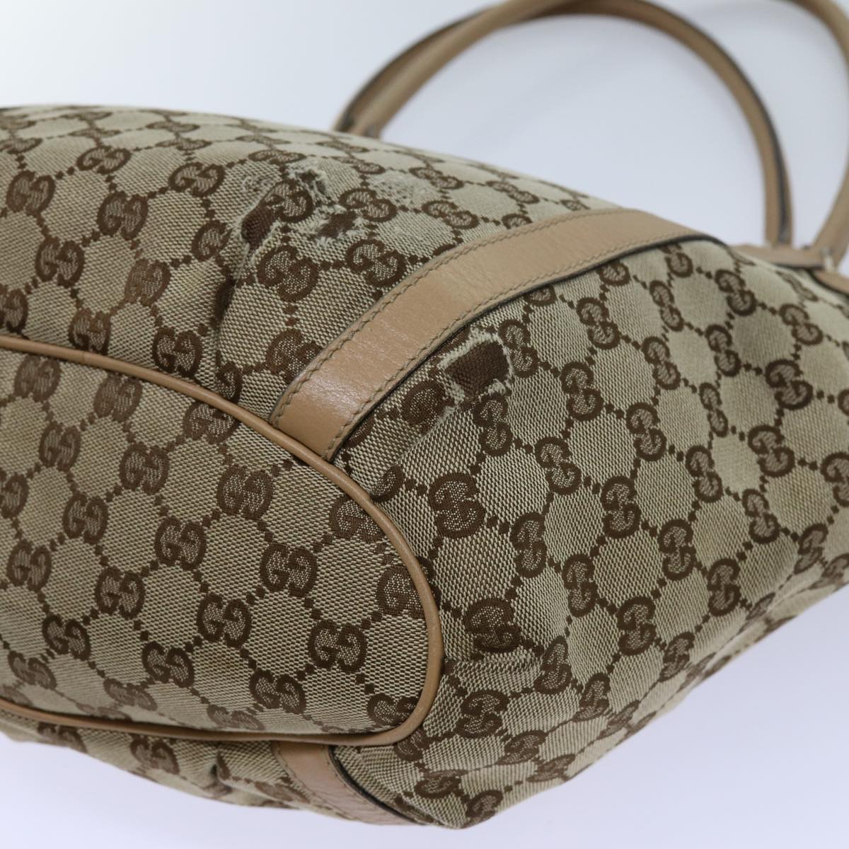 GUCCI GG Canvas Shoulder Bag Beige 211982 Auth 70870