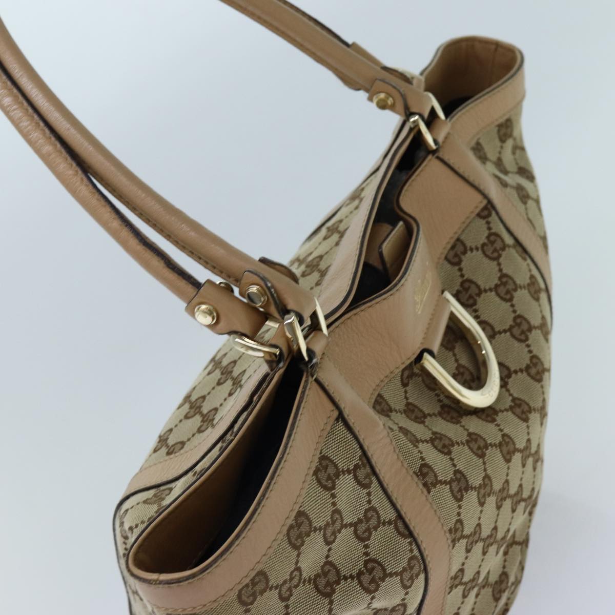 GUCCI GG Canvas Shoulder Bag Beige 211982 Auth 70870