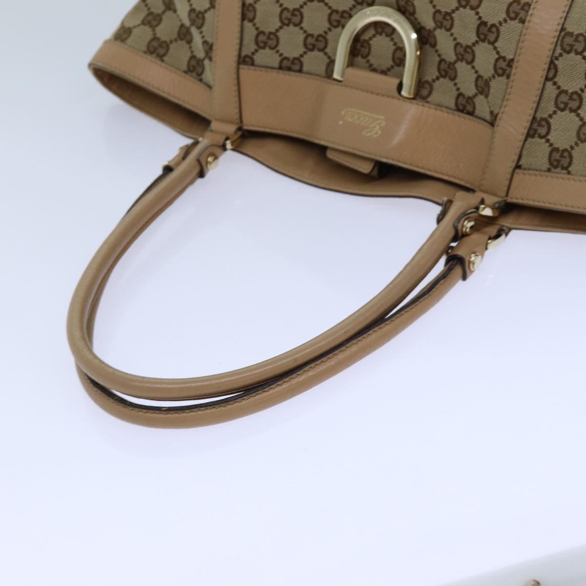 GUCCI GG Canvas Shoulder Bag Beige 211982 Auth 70870