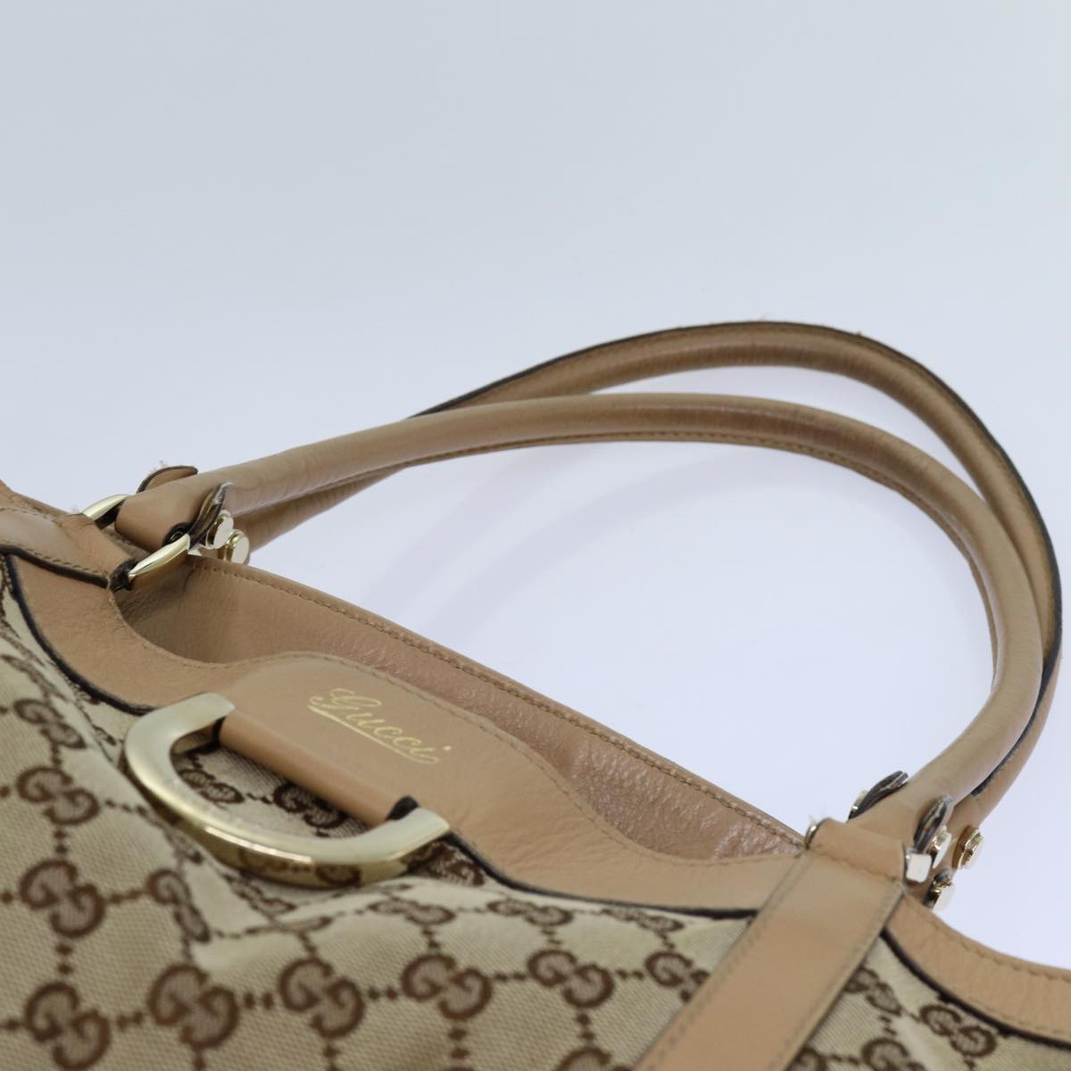 GUCCI GG Canvas Shoulder Bag Beige 211982 Auth 70870