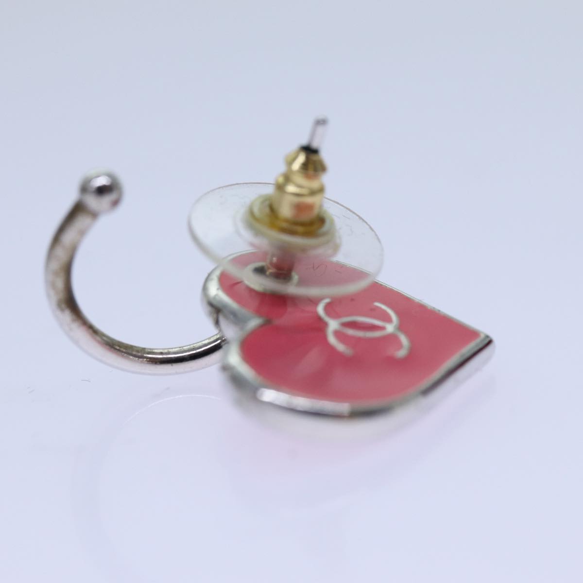 CHANEL Pierce Earring Pink CC Auth 70873