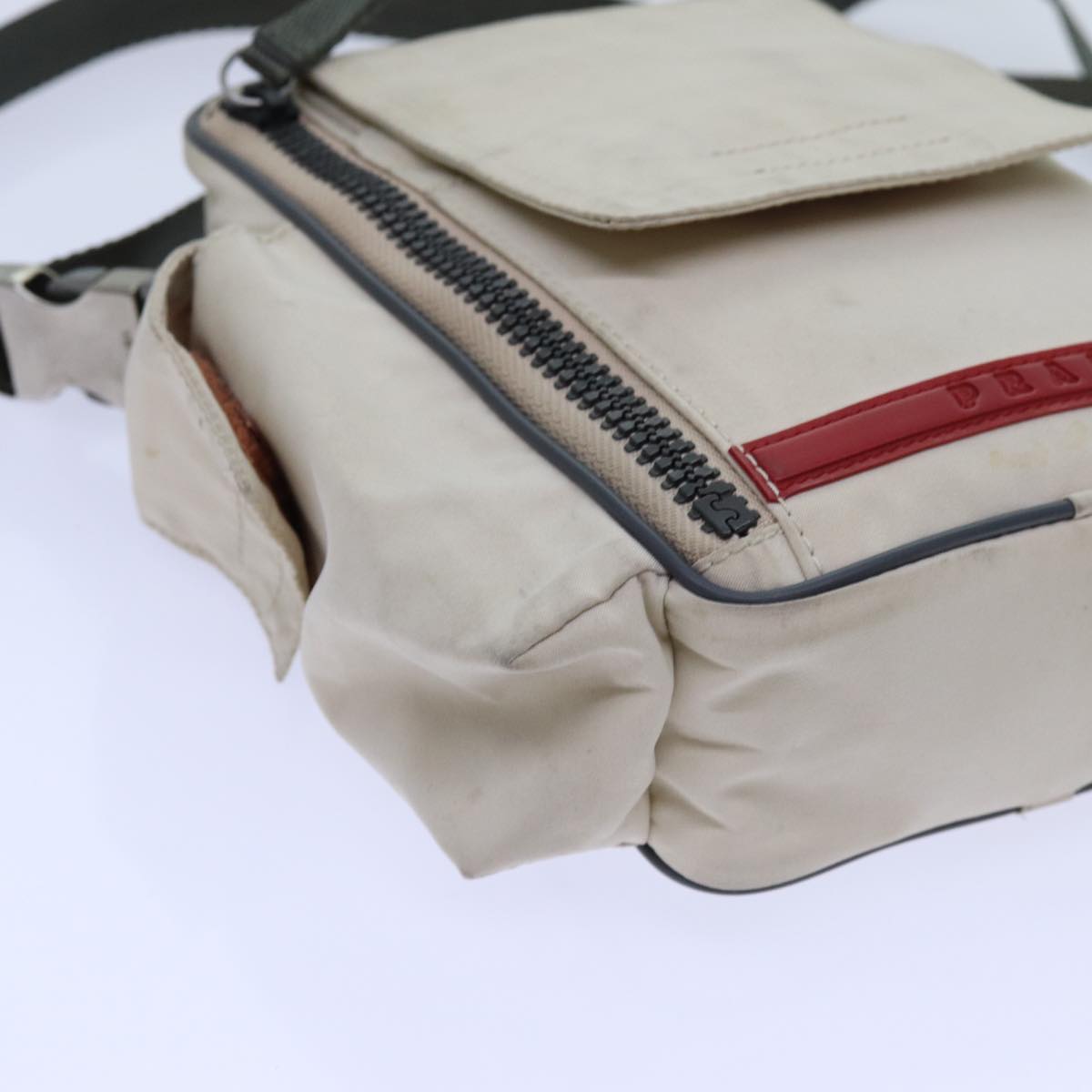 PRADA Sports Shoulder Bag Nylon Beige Auth 70931