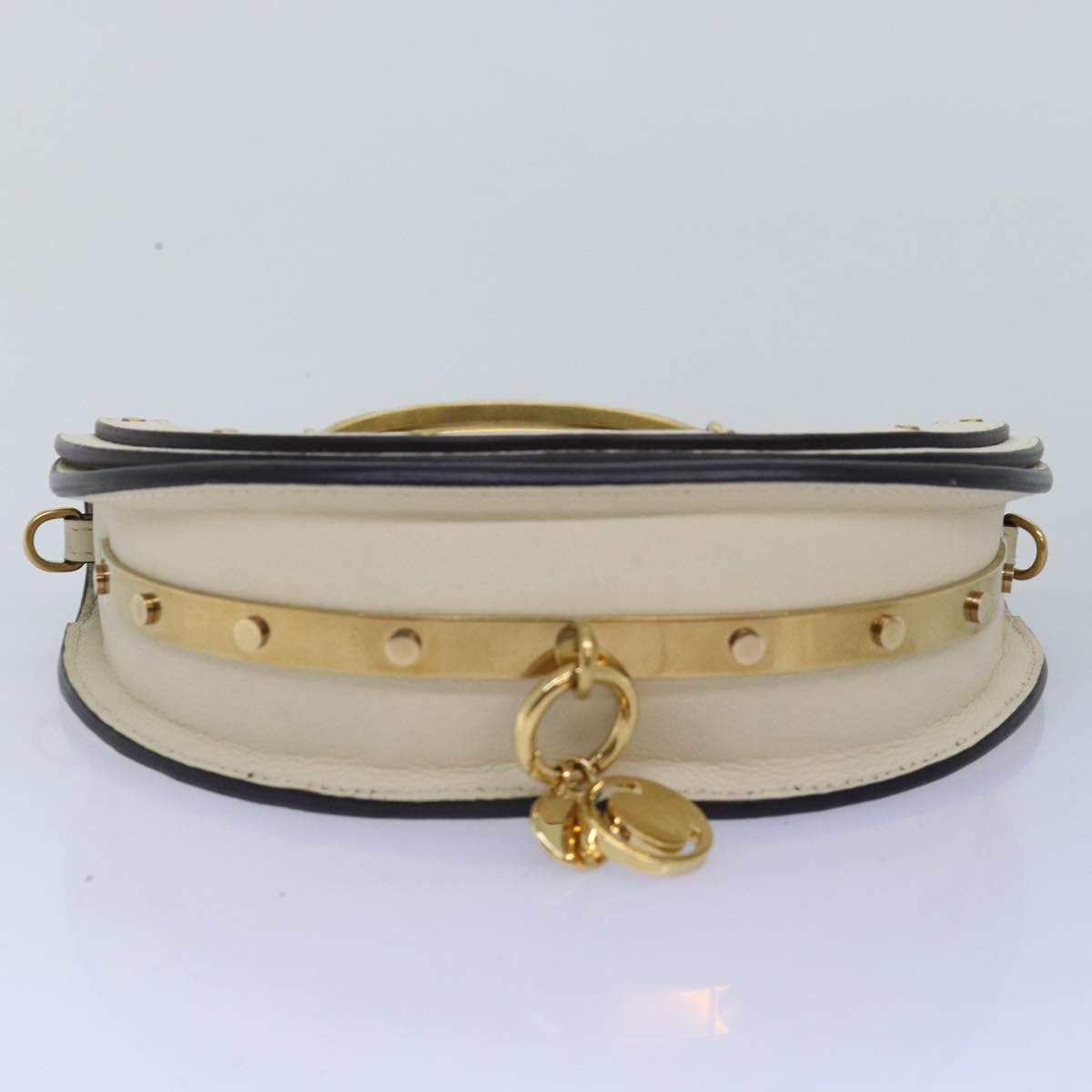 Chloe Small Bracelet Shoulder Bag Leather 2way Cream Auth 70937