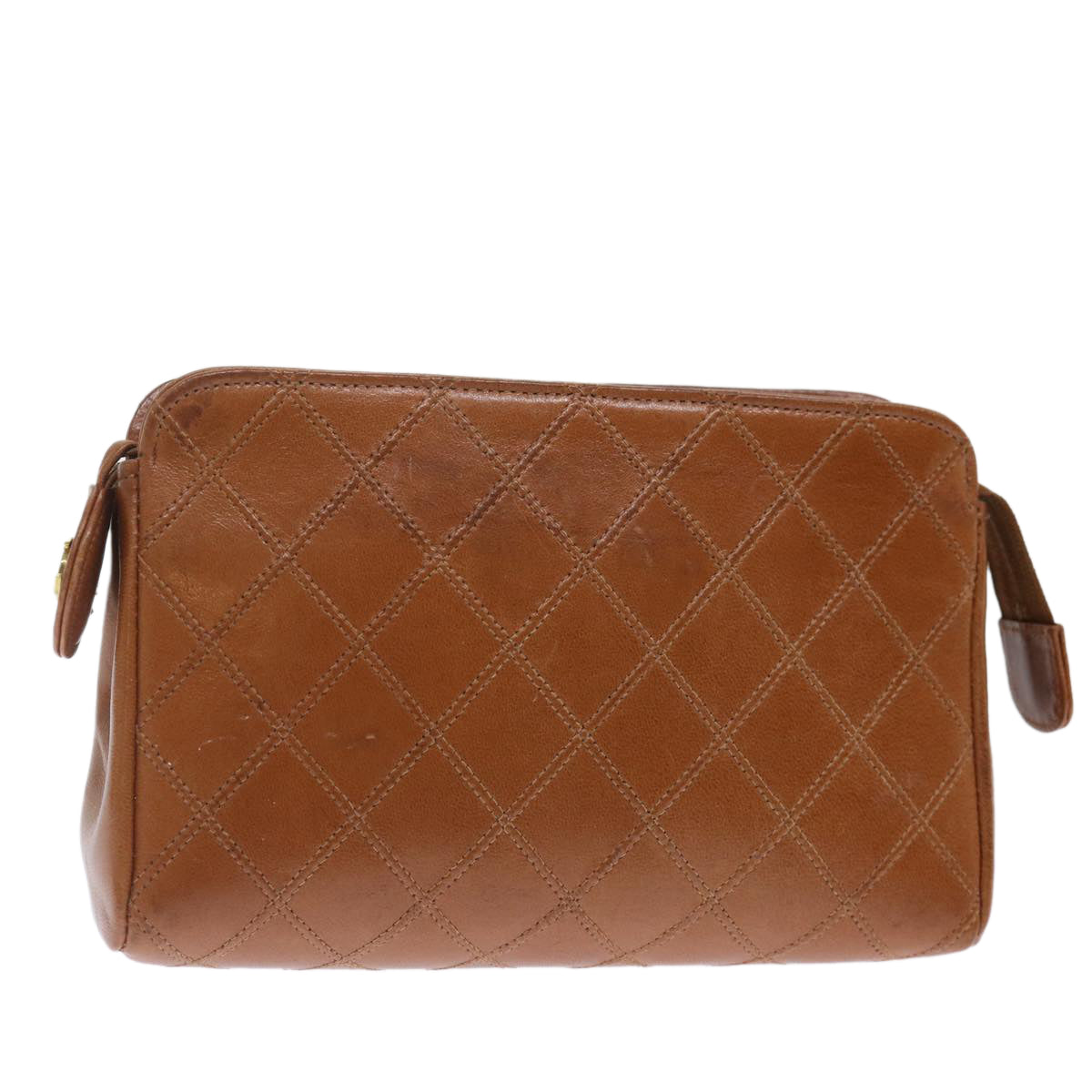 CHANEL Bicolole Pouch Leather Brown CC Auth 70938