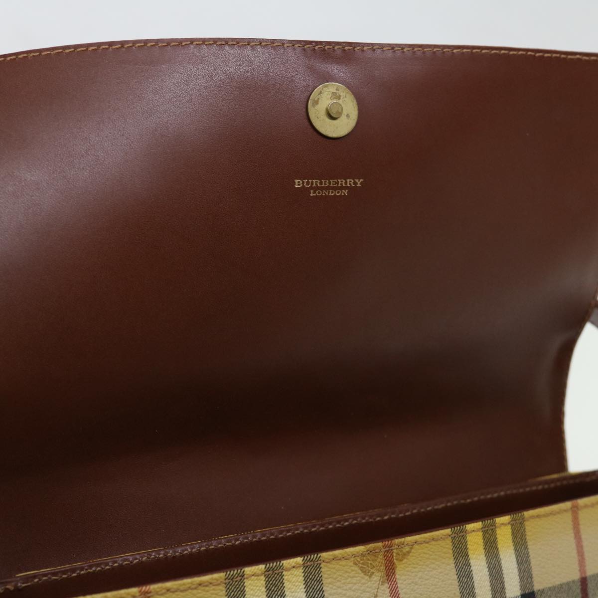 BURBERRY Nova Check Shoulder Bag PVC Beige Brown Auth 70944