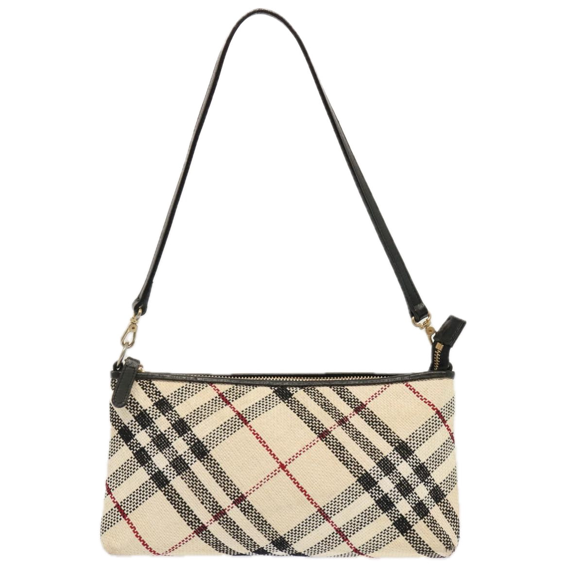 BURBERRY Nova Check Blue Label Shoulder Bag Canvas White Auth 70948