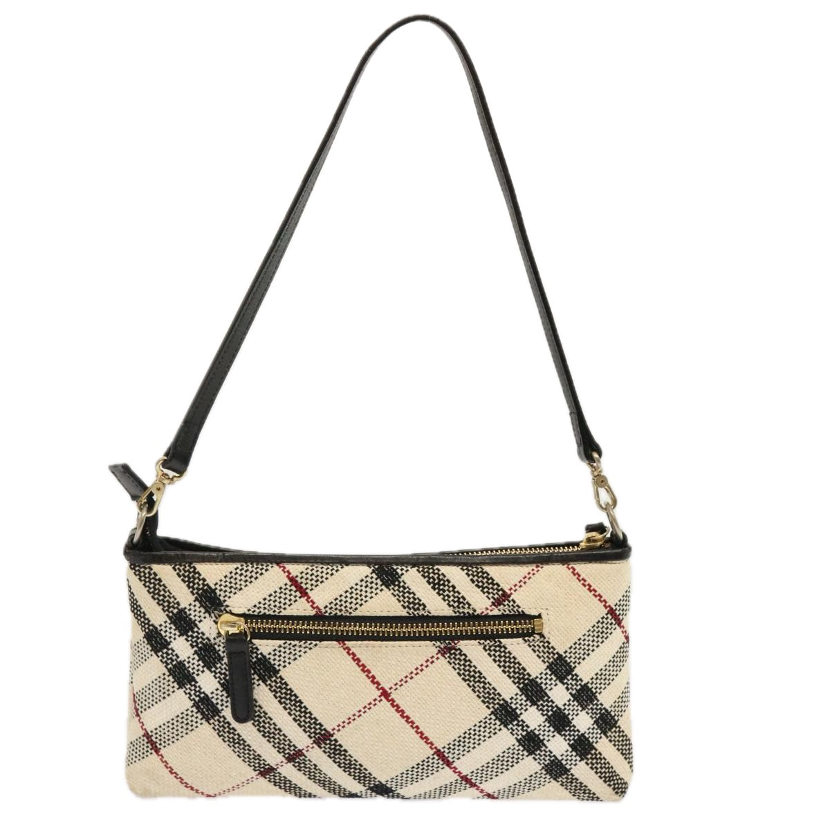 BURBERRY Nova Check Blue Label Shoulder Bag Canvas White Auth 70948