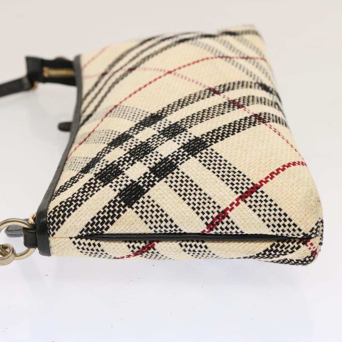 BURBERRY Nova Check Blue Label Shoulder Bag Canvas White Auth 70948