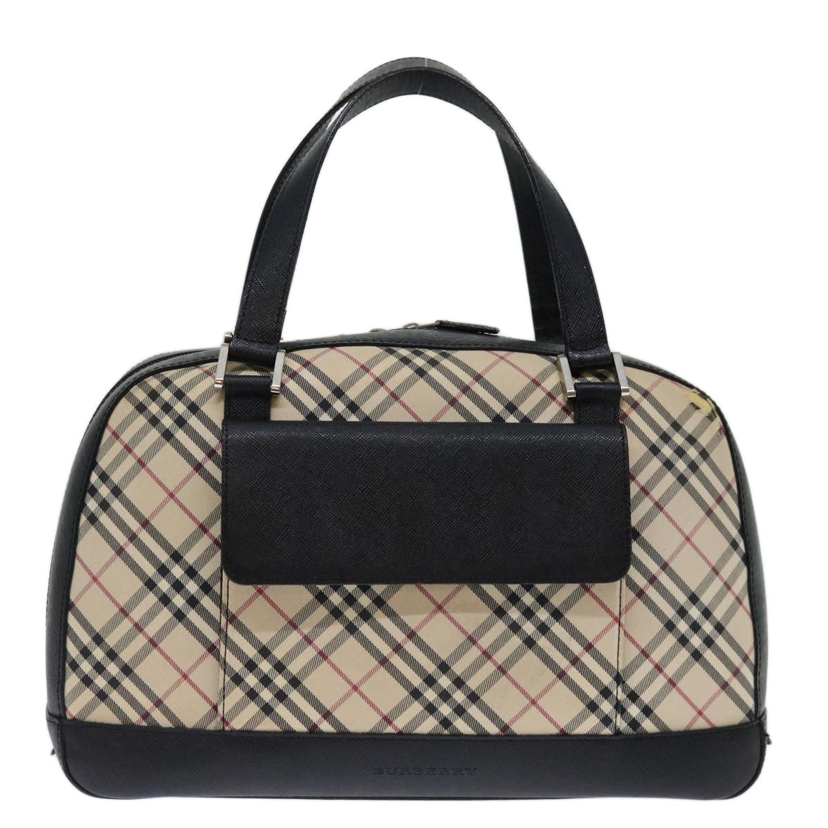 BURBERRY Nova Check Hand Bag Canvas Beige Black Auth 70949 - 0