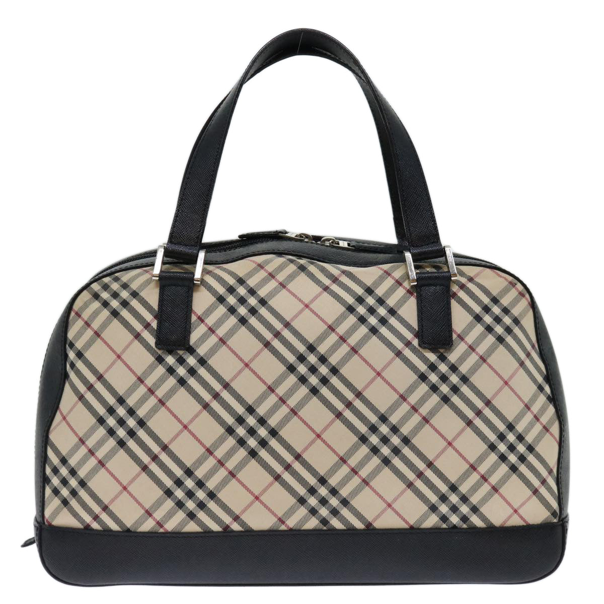 BURBERRY Nova Check Hand Bag Canvas Beige Black Auth 70949