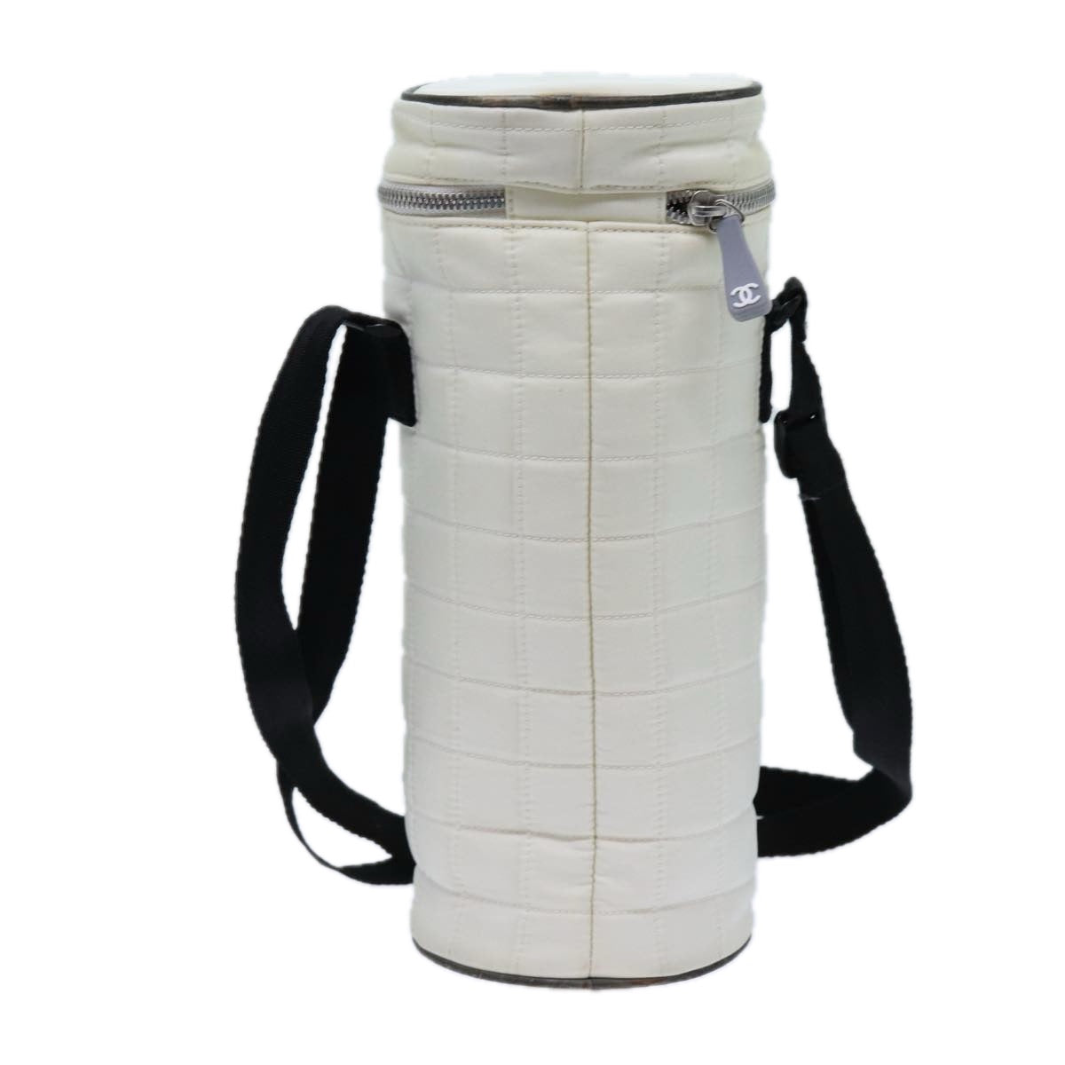 CHANEL Choco Bar Sports Line Shoulder Bag Nylon White CC Auth 70955 - 0