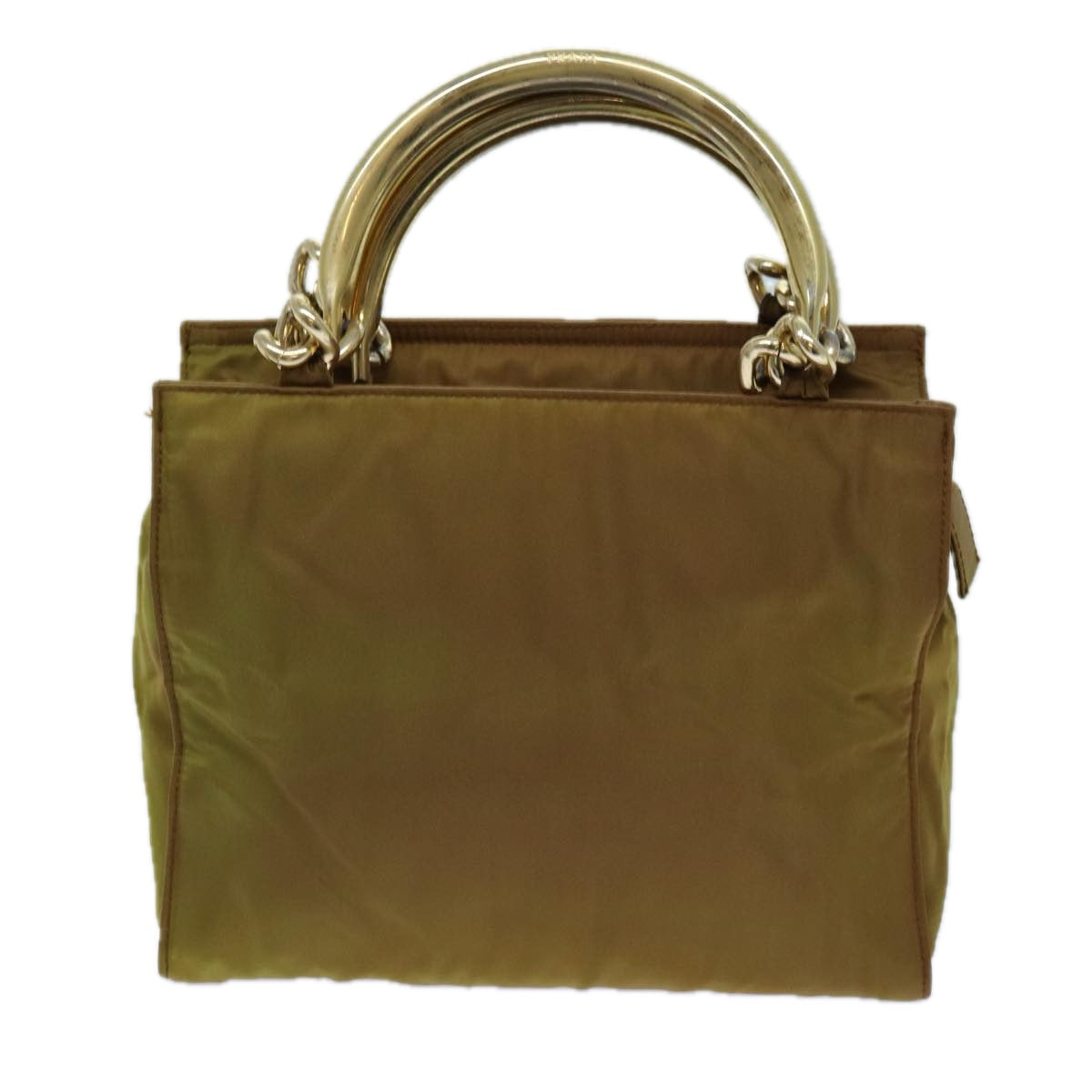 PRADA Chain Hand Bag Nylon Khaki Auth 70956