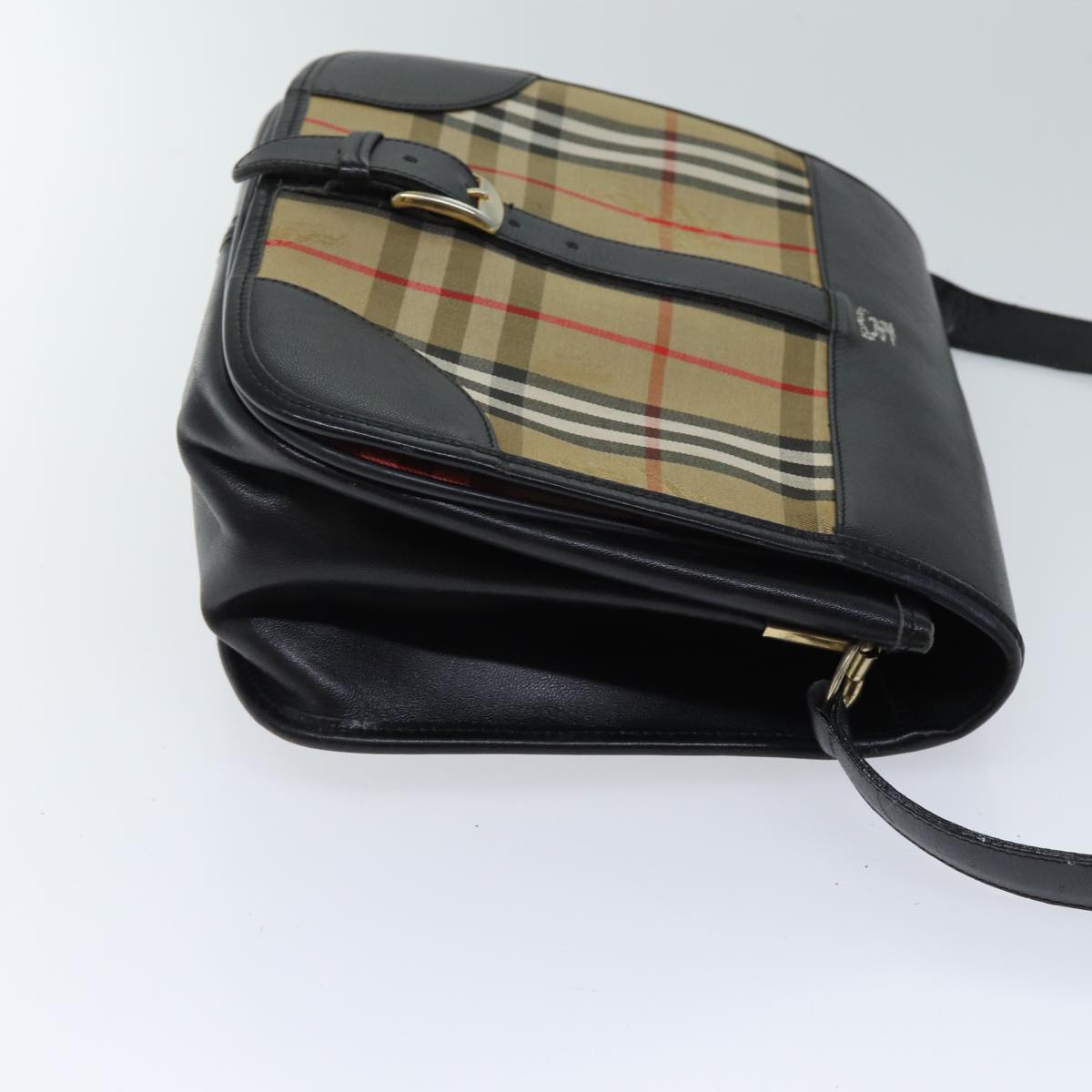 Burberrys Nova Check Shoulder Bag Canvas Beige Black Auth 70957