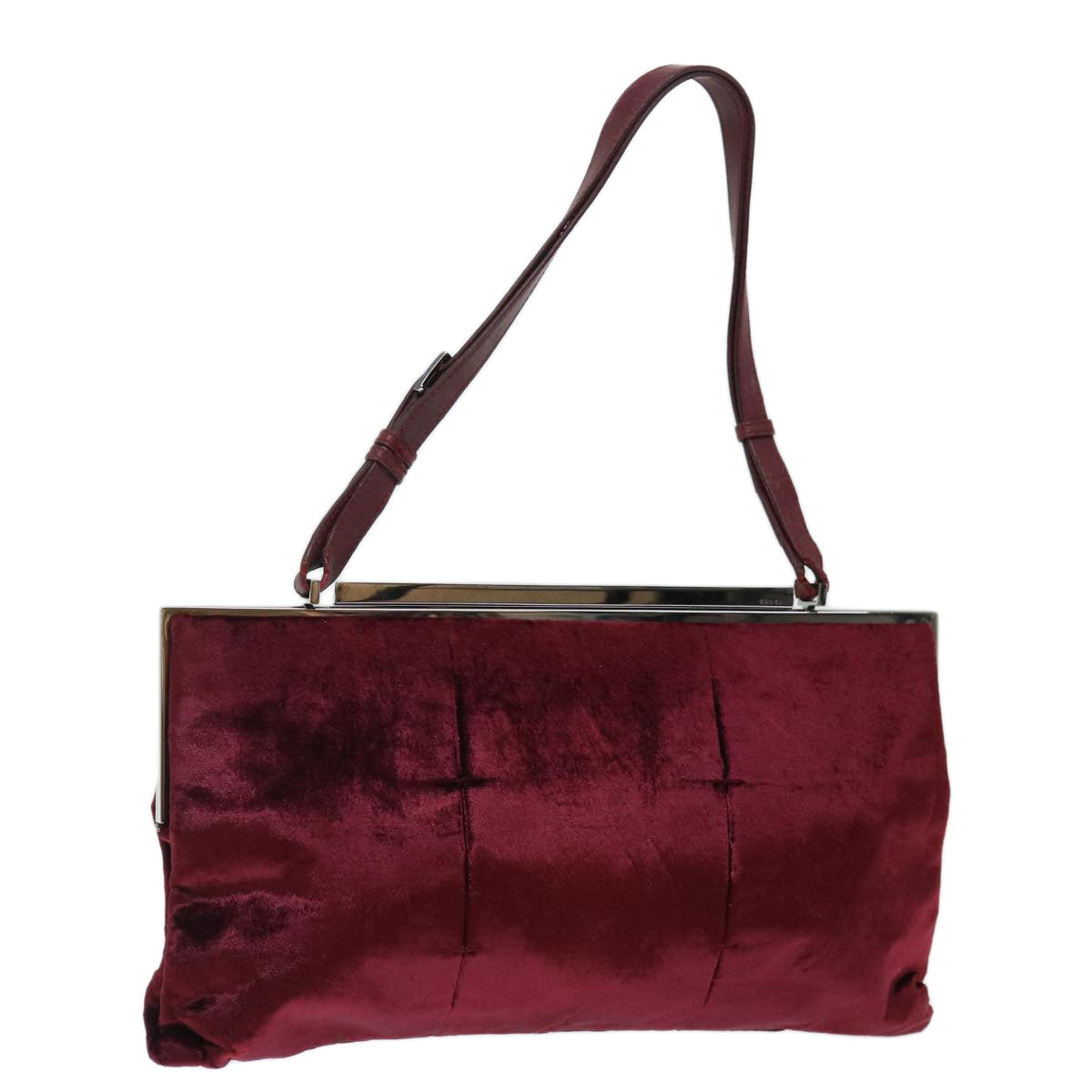 GUCCI Shoulder Bag Satin outlet Bordeaux Auth 70958