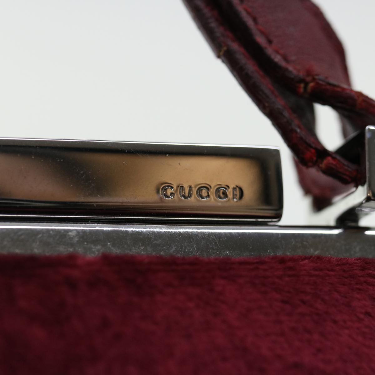 GUCCI Shoulder Bag Satin outlet Bordeaux Auth 70958