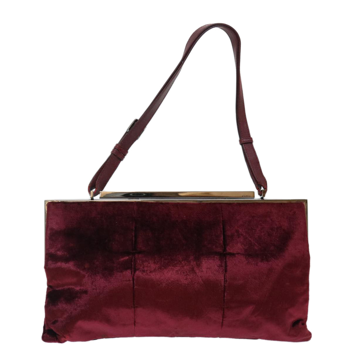 GUCCI Shoulder Bag Satin outlet Bordeaux Auth 70958