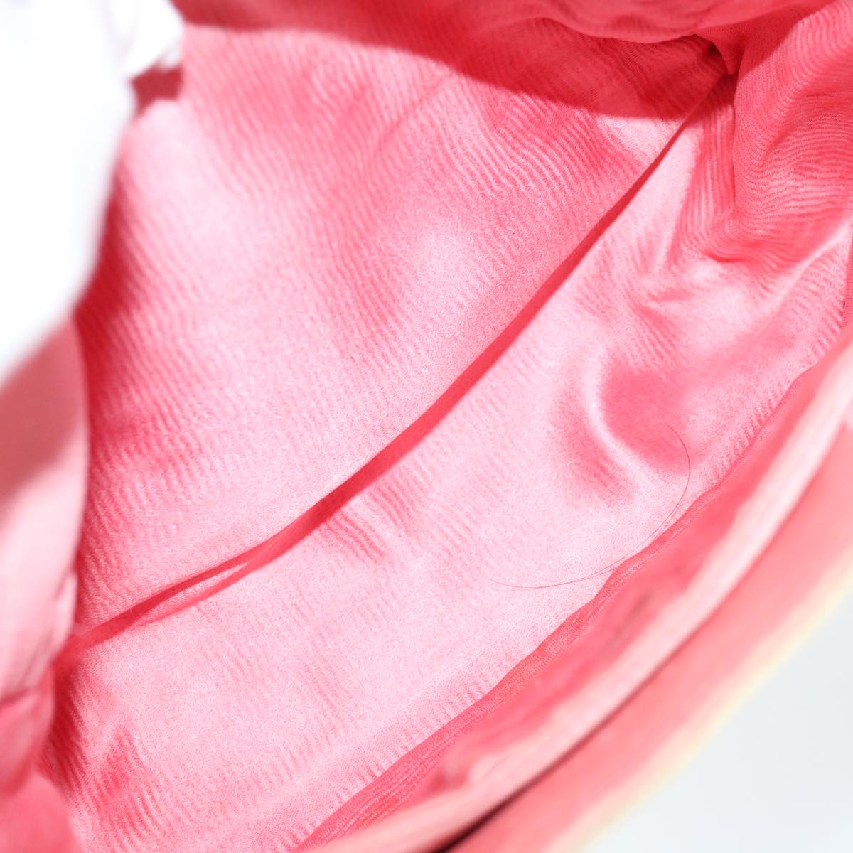 PRADA Hand Bag Canvas Beige Pink Auth 71008