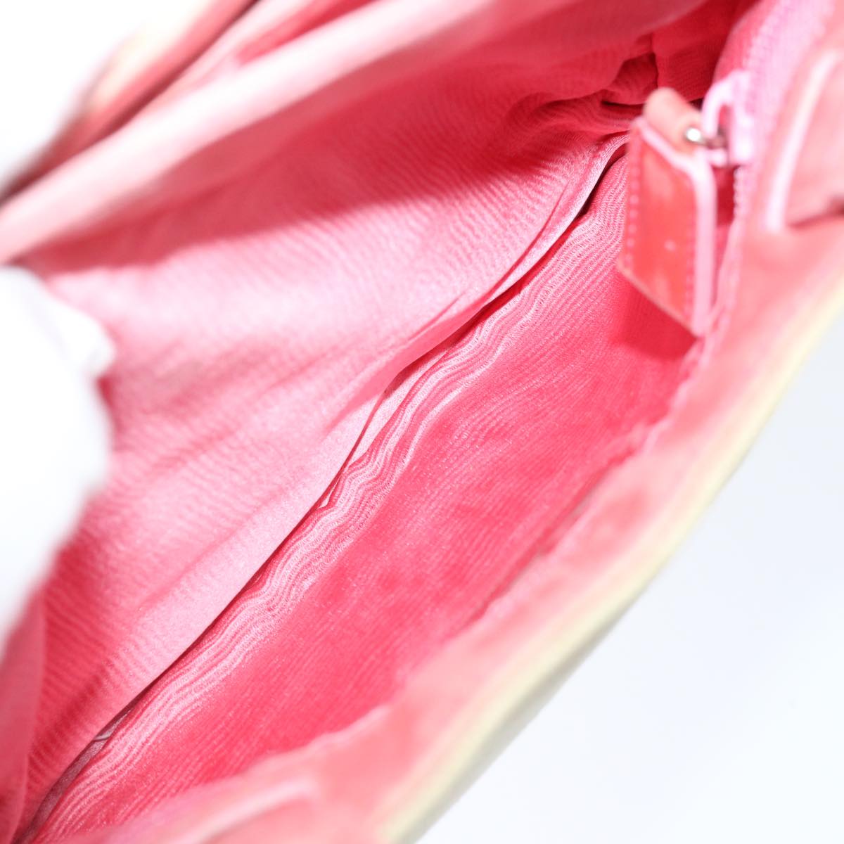 PRADA Hand Bag Canvas Beige Pink Auth 71008