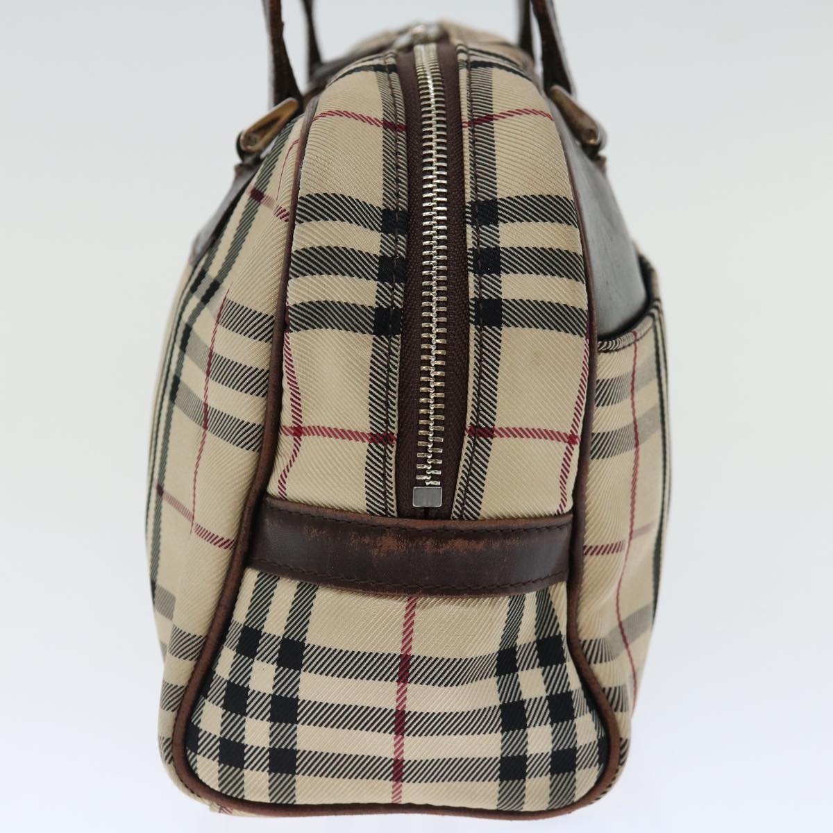 BURBERRY Nova Check Hand Bag Canvas Beige Auth 71011