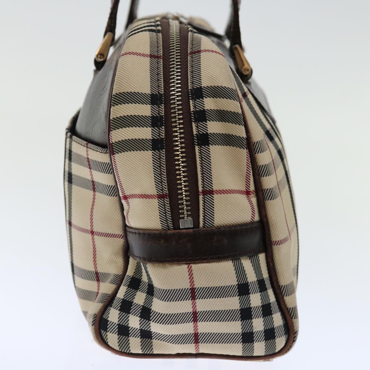 BURBERRY Nova Check Hand Bag Canvas Beige Auth 71011