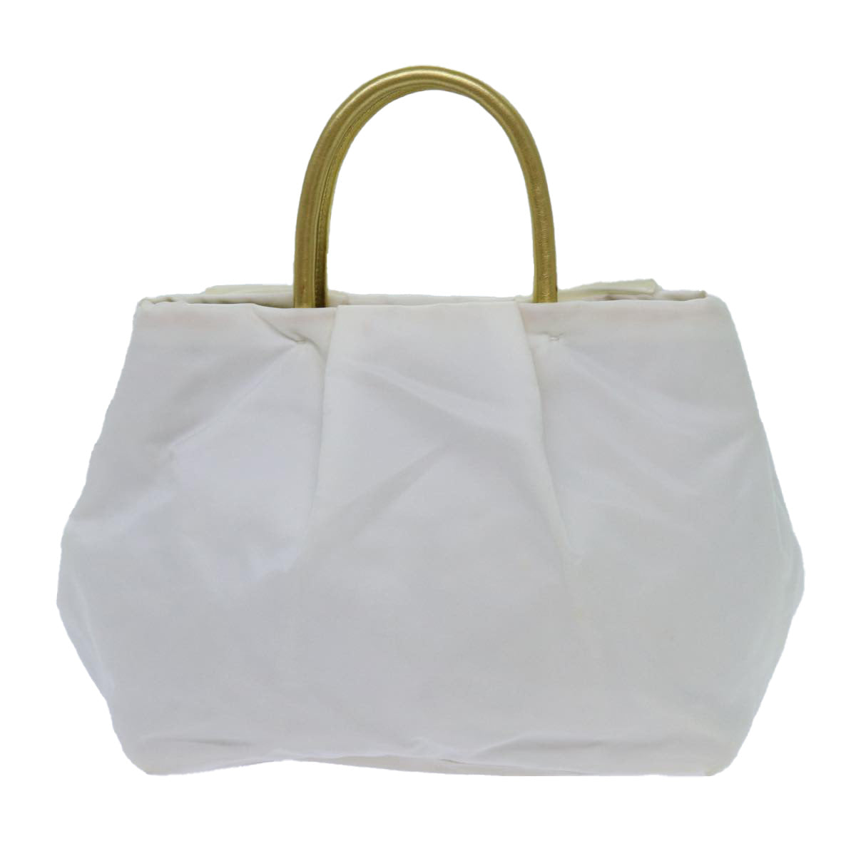 PRADA Hand Bag Nylon White Gold Auth 71016 - 0