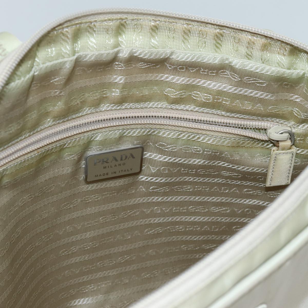 PRADA Shoulder Bag Nylon Beige Auth 71017