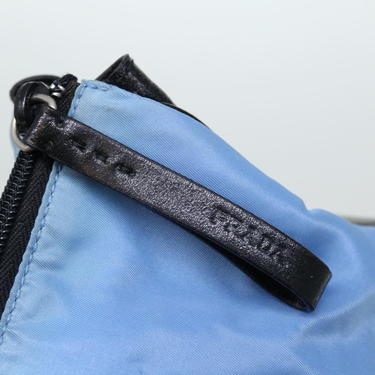 PRADA Shoulder Bag Nylon Light Blue Black Auth 71018