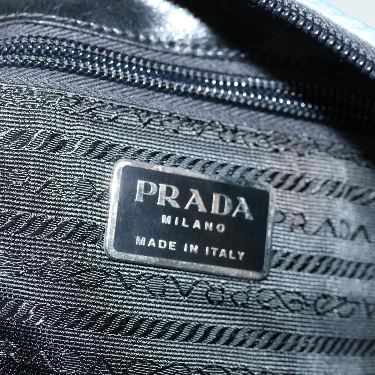 PRADA Shoulder Bag Nylon Light Blue Black Auth 71018