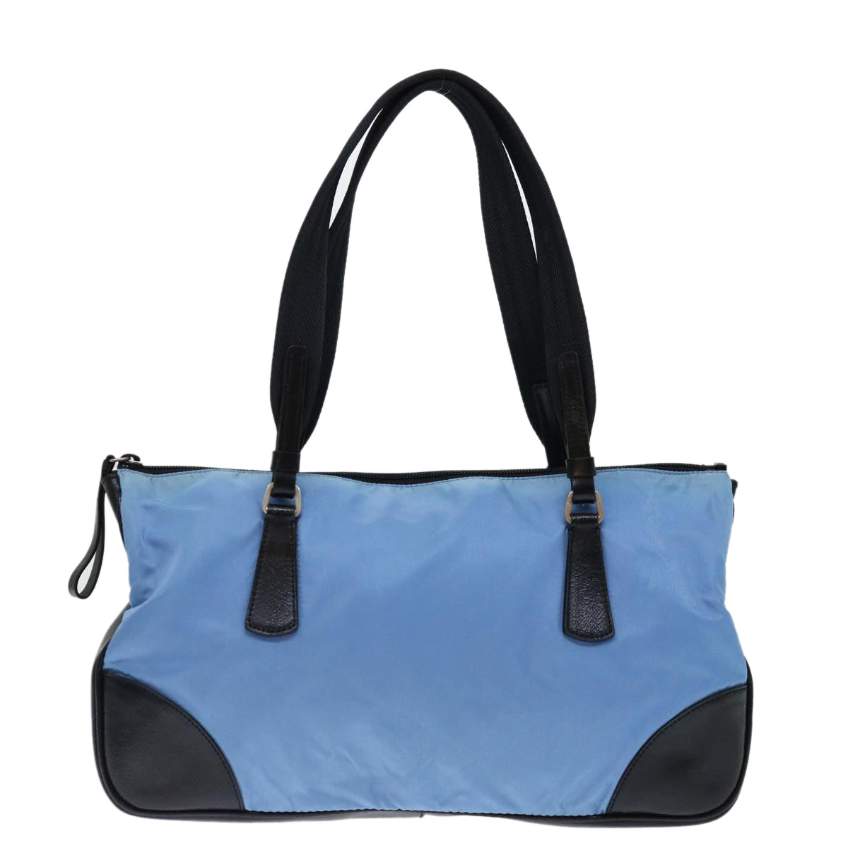 PRADA Shoulder Bag Nylon Light Blue Black Auth 71018