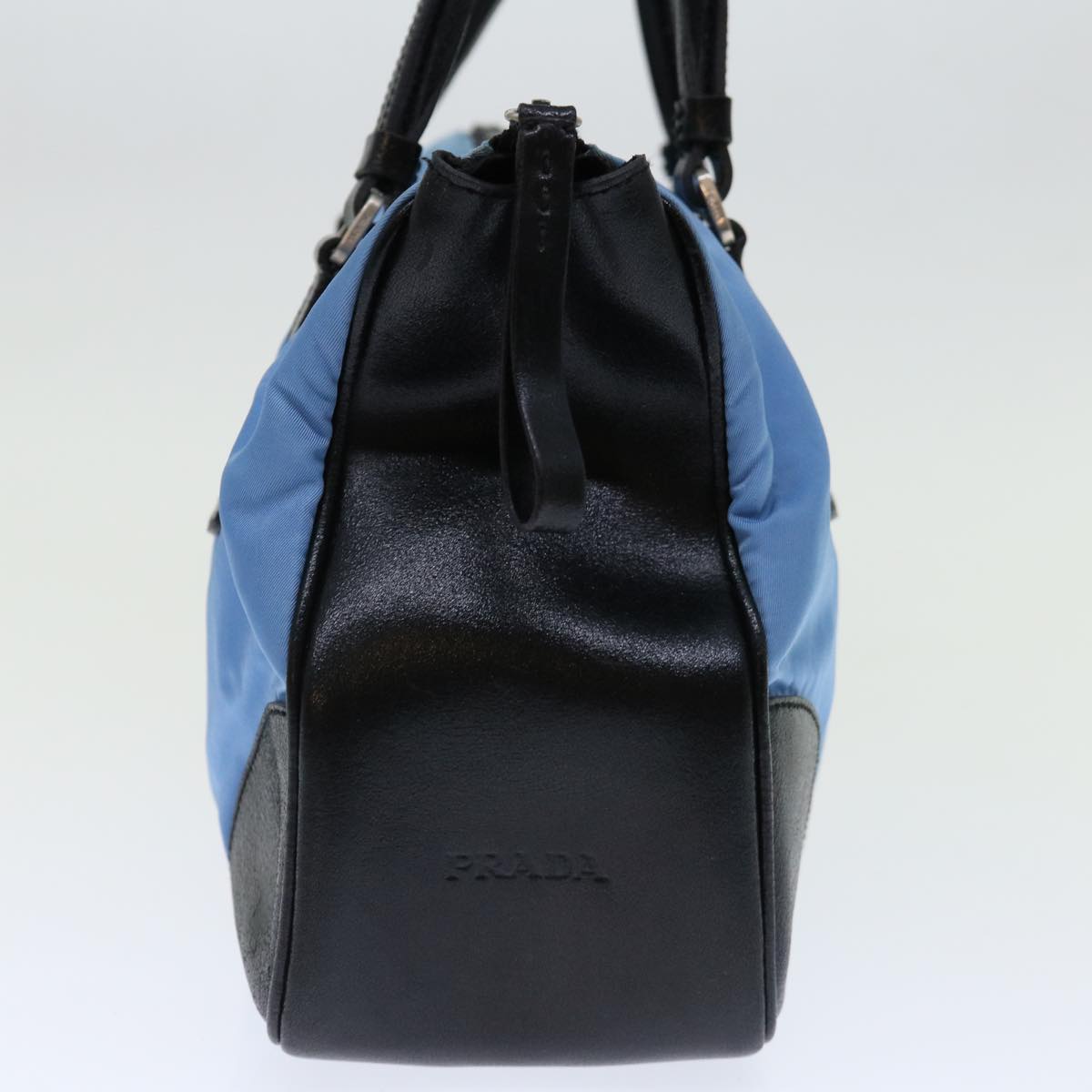 PRADA Shoulder Bag Nylon Light Blue Black Auth 71018