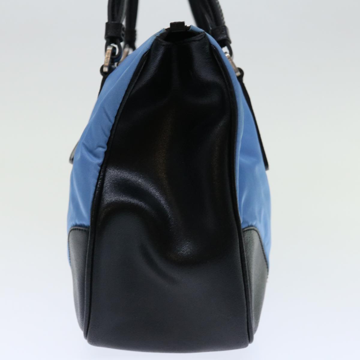 PRADA Shoulder Bag Nylon Light Blue Black Auth 71018