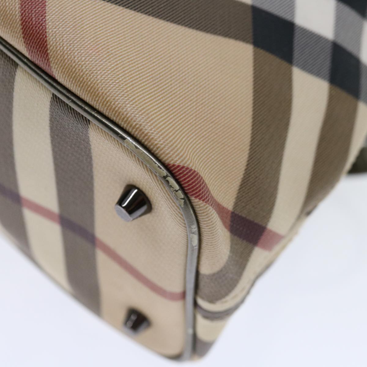 BURBERRY Nova Check Tote Bag PVC Beige Auth 71024