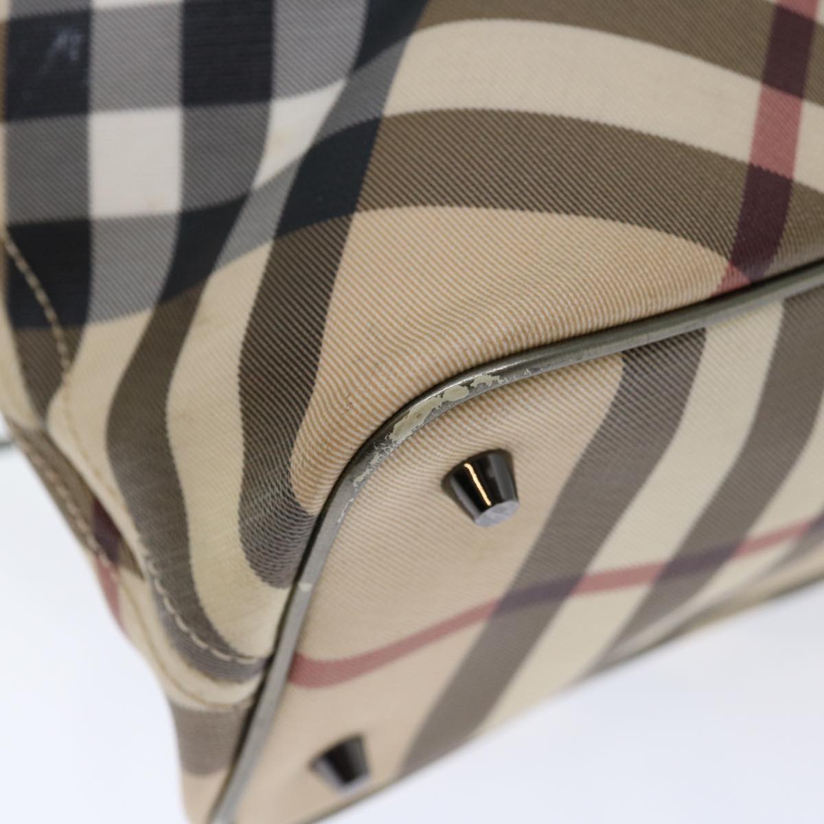 BURBERRY Nova Check Tote Bag PVC Beige Auth 71024