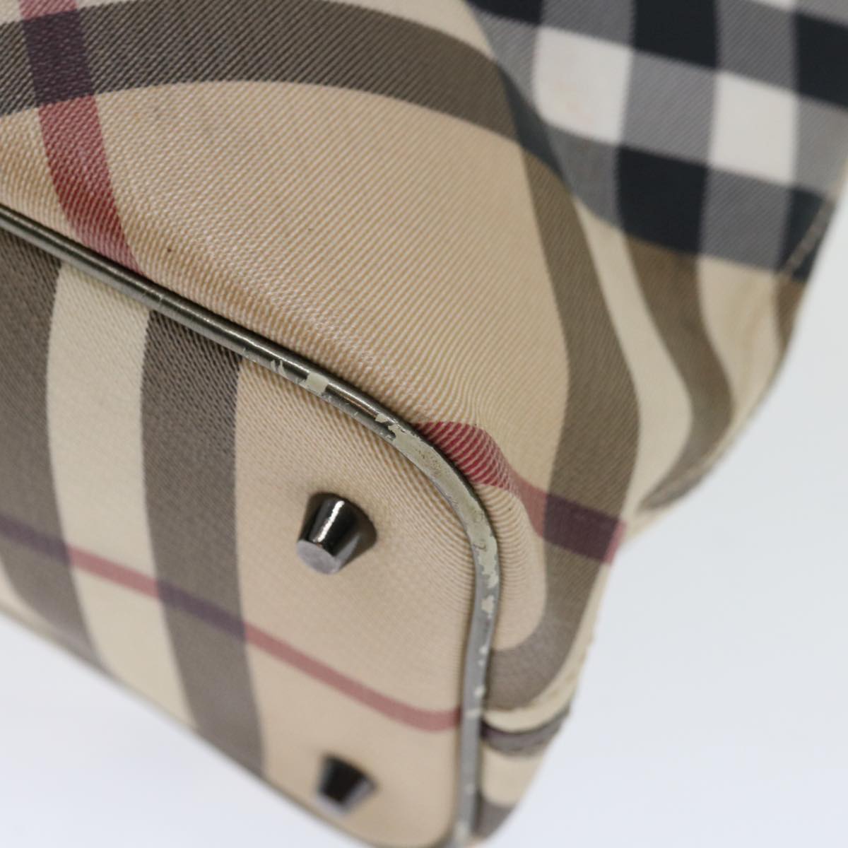 BURBERRY Nova Check Tote Bag PVC Beige Auth 71024