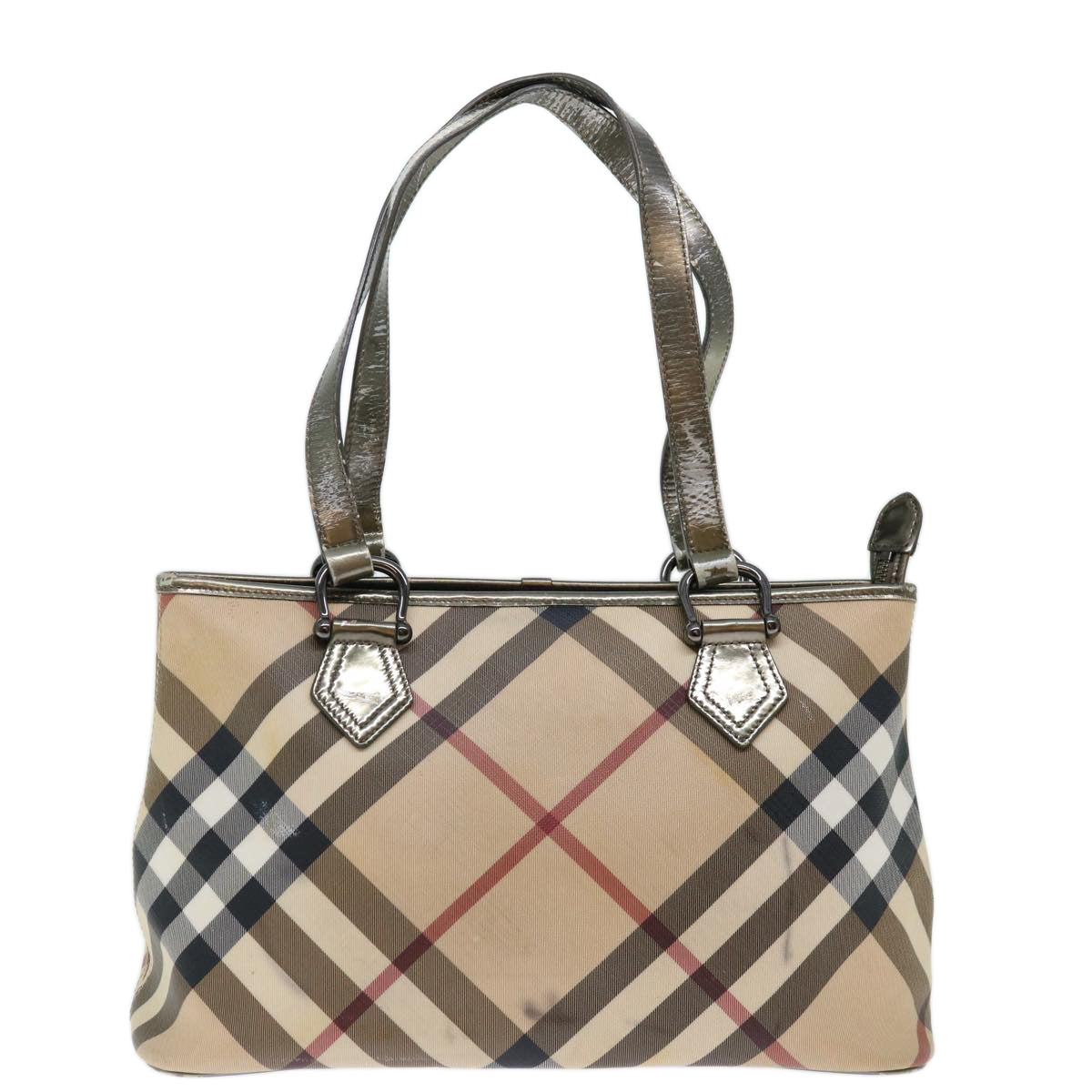 BURBERRY Nova Check Tote Bag PVC Beige Auth 71024 - 0