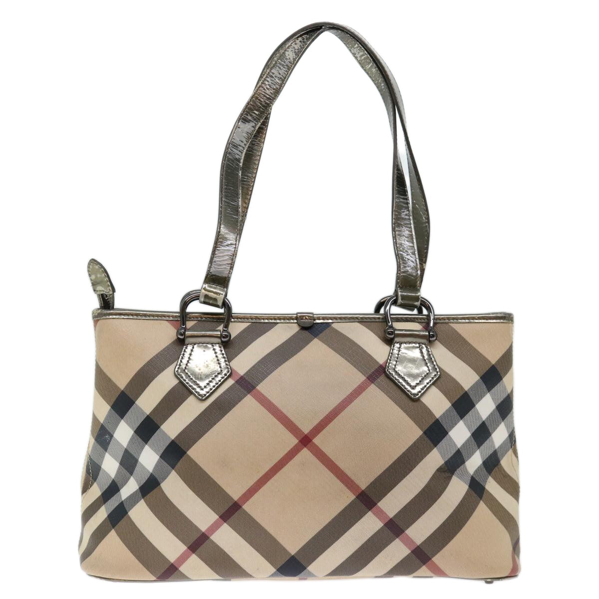 BURBERRY Nova Check Tote Bag PVC Beige Auth 71024