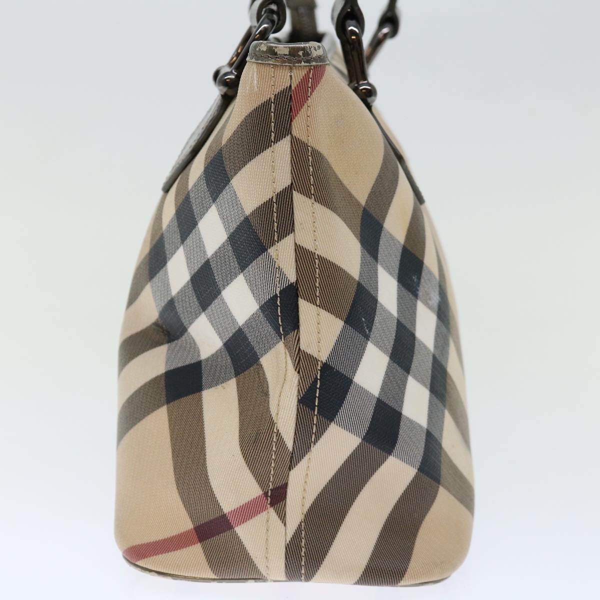 BURBERRY Nova Check Tote Bag PVC Beige Auth 71024