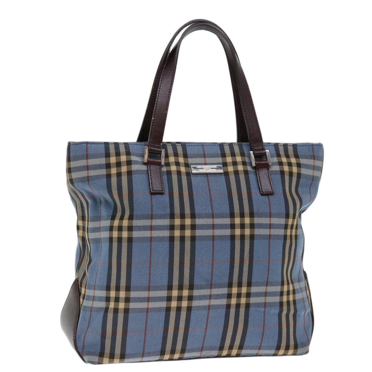 BURBERRY Nova Check Blue Label Hand Bag Canvas Blue Auth 71025