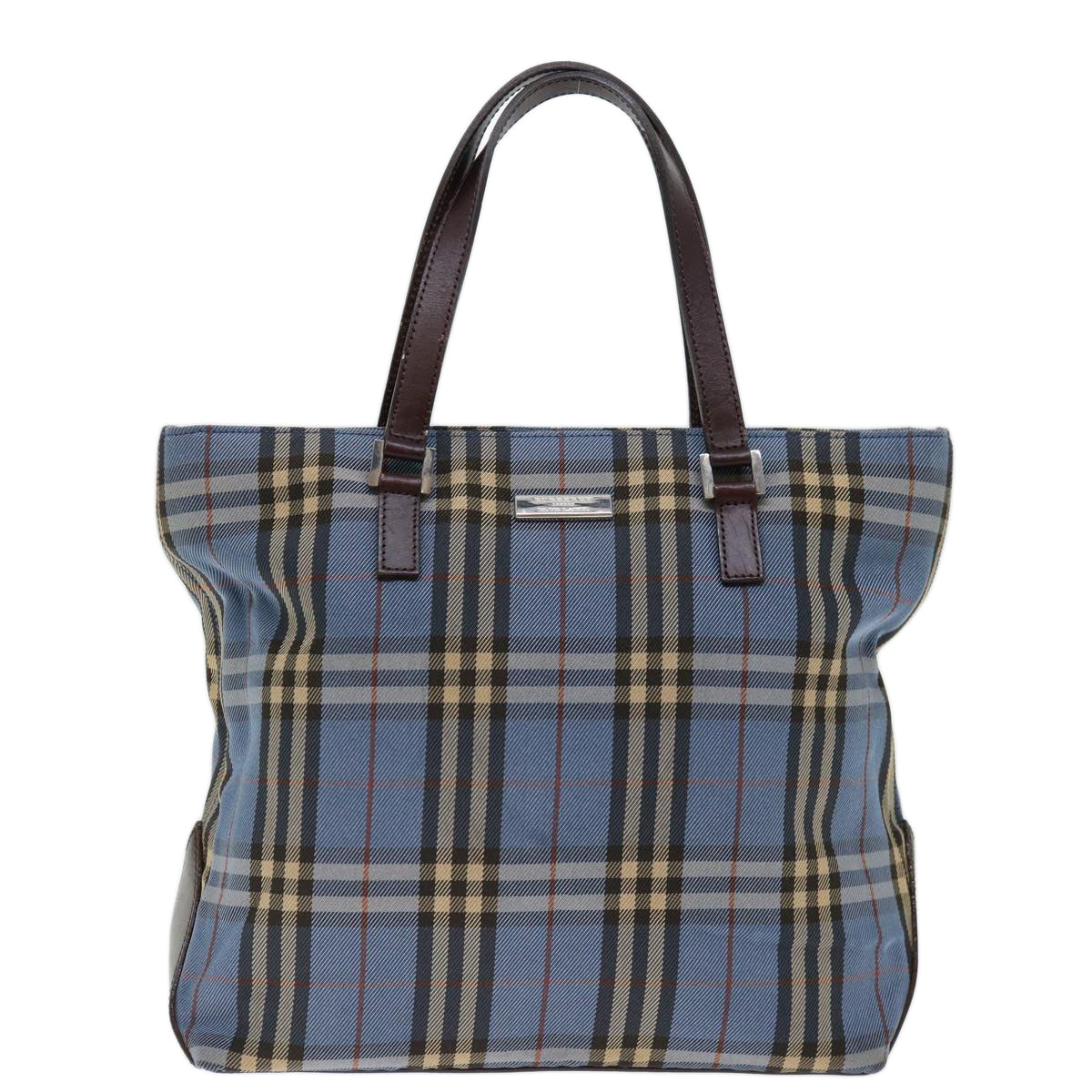 BURBERRY Nova Check Blue Label Hand Bag Canvas Blue Auth 71025